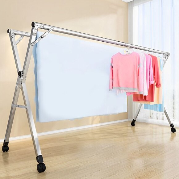 SOGA 2.0m Portable Standing Clothes Drying Rack with Wheels - Picture 7 of 10